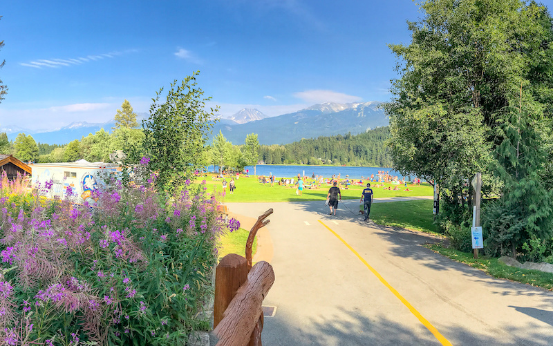 People enjoying Rainbow Park in Whistler